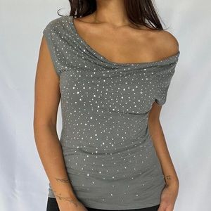 Y2K cowl neck top 🤍